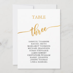 Elegant Gold Table Number 3 Seating Chart