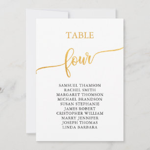 Elegant Gold Table Number 4 Seating Chart
