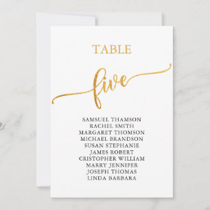Elegant Gold Table Number 5 Seating Chart