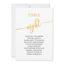Elegant Gold Table Number 8 Seating Chart