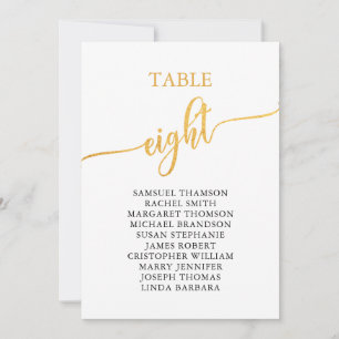 Elegant Gold Table Number 8 Seating Chart