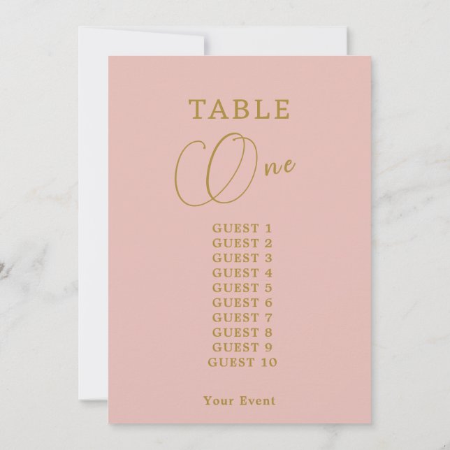 Elegant Gold Table Number Seating Chart (Back)