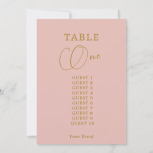 Elegant Gold Table Number Seating Chart