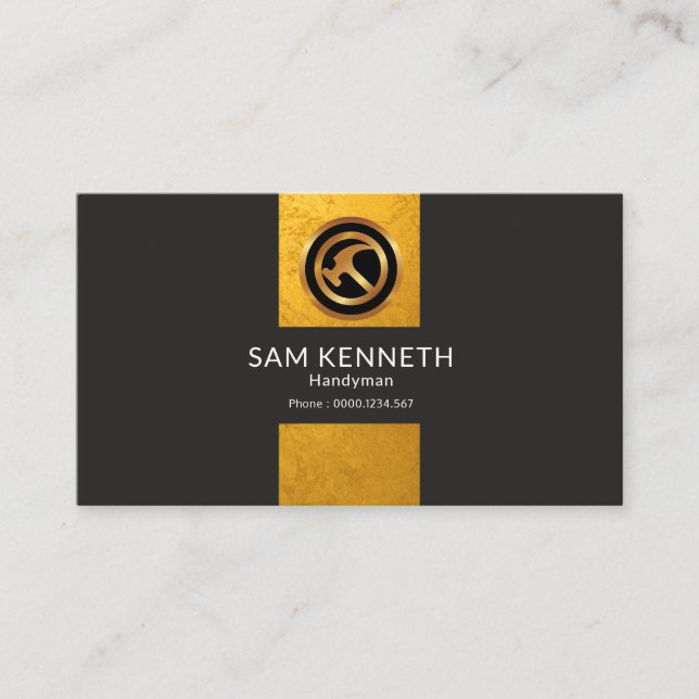 Elegant Gold Tabs Contemporary Simple Handyman Business Card (Front)