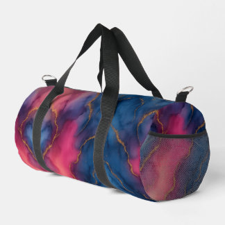 Elegant Gold & Teal Abstract Pattern | Stylish Duf Duffle Bag