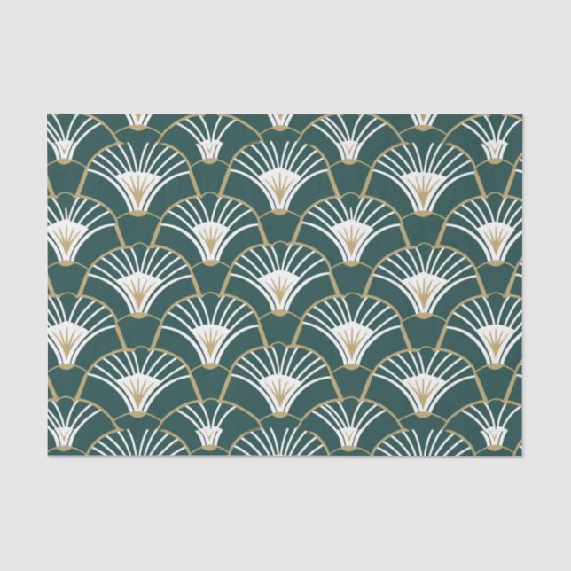 Elegant gold teal art deco  tissue paper (Front)
