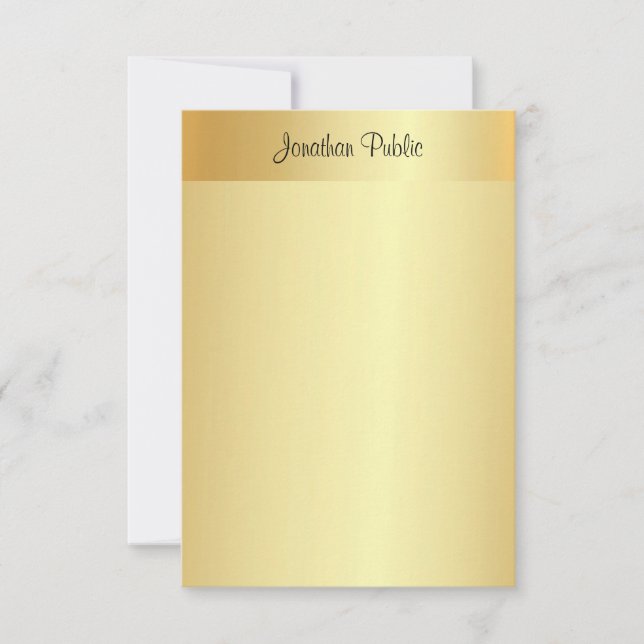 Elegant Gold Template Handwritten Script Name (Front)