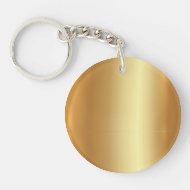 Elegant Gold Template Single Sided Blank Circle Keychain (Front)