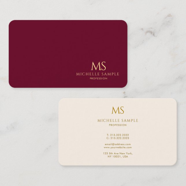 Elegant Gold Text Monogram Luxury Premium Silk Business Card (Front/Back)