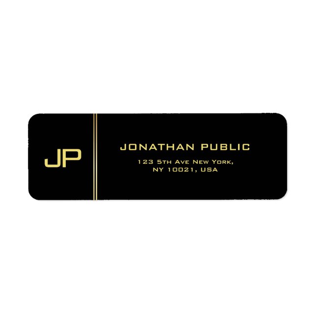 Elegant Gold Text Name Modern Monogram Return (Front)