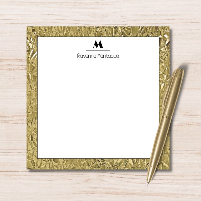 Elegant Gold Texture Black Border Monogram Name  Card (Creator Uploaded)