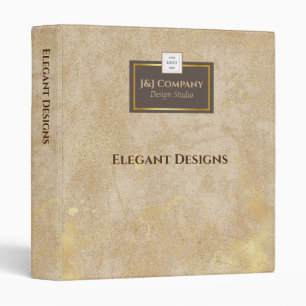 Elegant Gold Texture Brown Frame Logo Binder