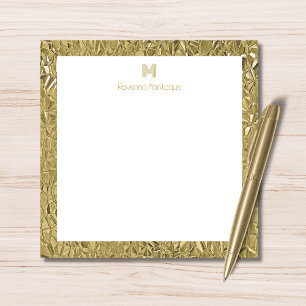 Elegant Gold Texture One Border Monogram Name Card
