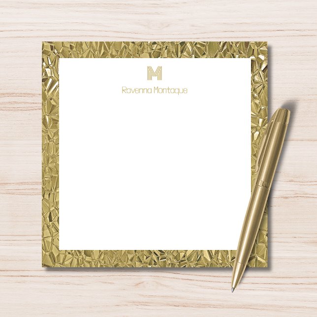 Elegant Gold Texture One Border Monogram Name  Card (Creator Uploaded)