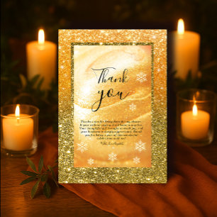Elegant Gold Thank You Card   Glitter and Pearl