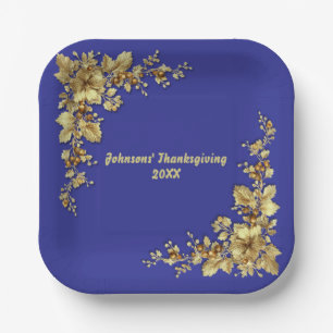 Elegant Gold Thanksgiving Paper Plate