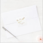 Elegant Gold The Night Before Wedding Square Sticker<br><div class="desc">A modern flowing calligraphy script in gold accented with a heart. Ideal for your The Night Before stationery.</div>
