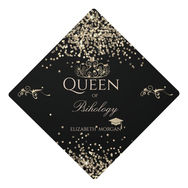 Elegant Gold Tiara Glitter Graduation Cap Confetti (Front)