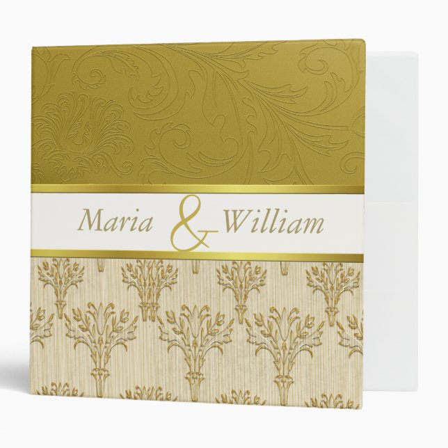 Elegant Gold Tone Wedding Binder (Front/Inside)