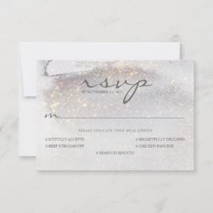 Elegant Gold Touched Silver Grey Wedding RSVP Card