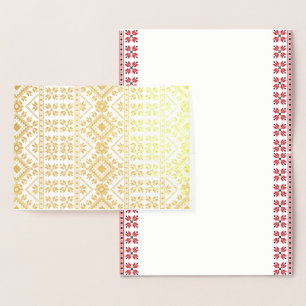 Elegant Gold Traditional Nordic Fair Isle Pattern Foil Card