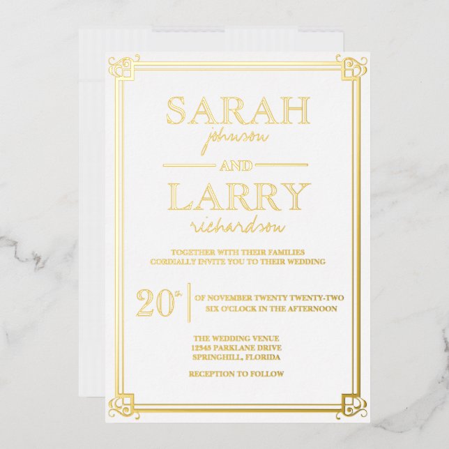 Elegant Gold Traditional Wedding Foil Invitation (Envelope)