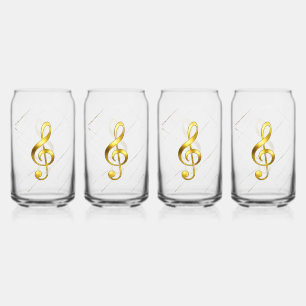 Elegant Gold Treble Clef Home Art Can Glass