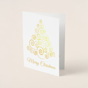 Elegant Gold Tree Non Photo Christmas Foil Card