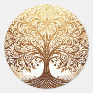 Elegant Gold Tree of Life Celebration Spiritual Classic Round Sticker
