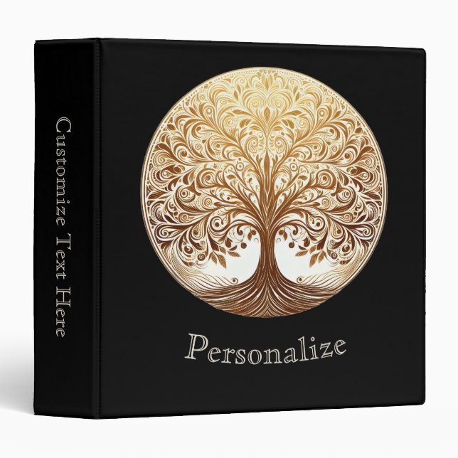 Elegant Gold Tree of Life Spiritual Zen Binder (Front/Spine)