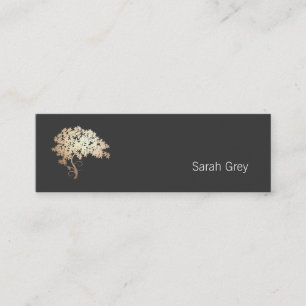 Elegant Gold Tree Simple Black Mini Business Card