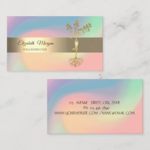 Elegant Gold Tree  Yoga Holographic Business Card