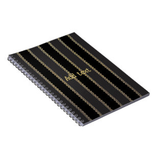 Elegant gold trim on black and grey TEMPLATE Notebook