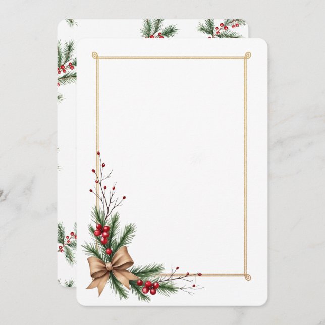 Elegant Gold-Trimmed Holiday Wedding Invitation (Front/Back)