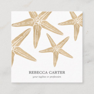 Elegant Gold Tropical Starfish Beach Coastal Square Business Card
