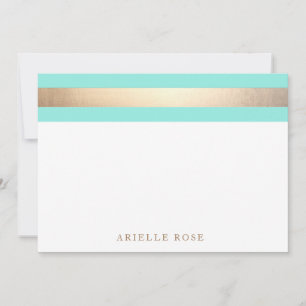 Elegant Gold Turquoise Blue Stripe Card