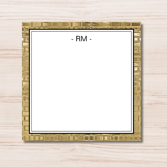 Elegant Gold Two Black Border Initial Monogram Card (Creator Uploaded)