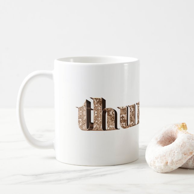 Elegant Gold Typography Day of The Week Thursday Coffee Mug (With Donut)