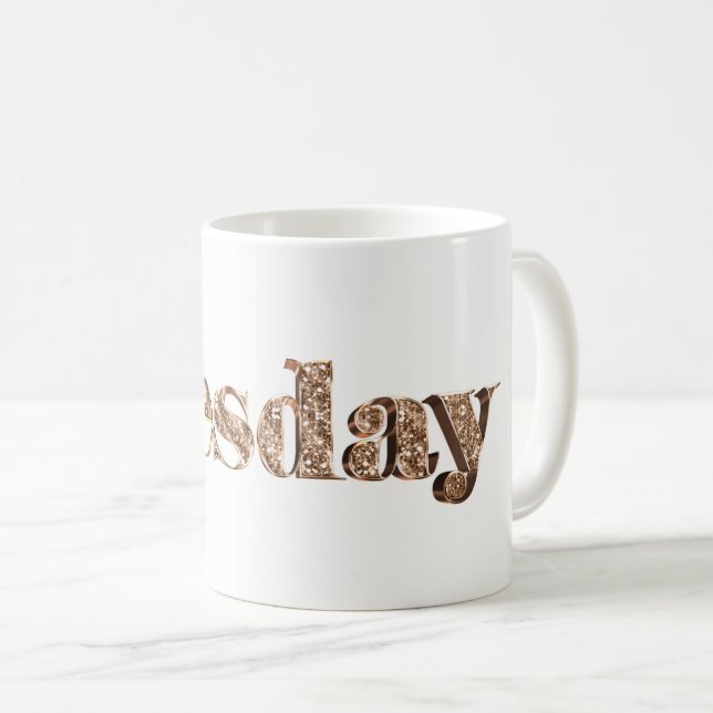 Elegant Gold Typography Day of The Week Tuesday Coffee Mug (Front Right)