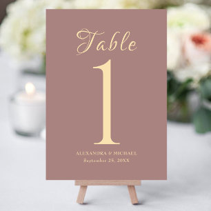 Elegant Gold Typography Dusty Rose Table Numbers