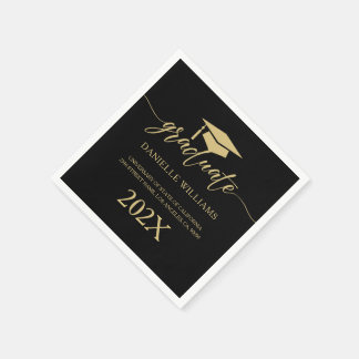 Elegant Gold Typography On a Black Background Napkin