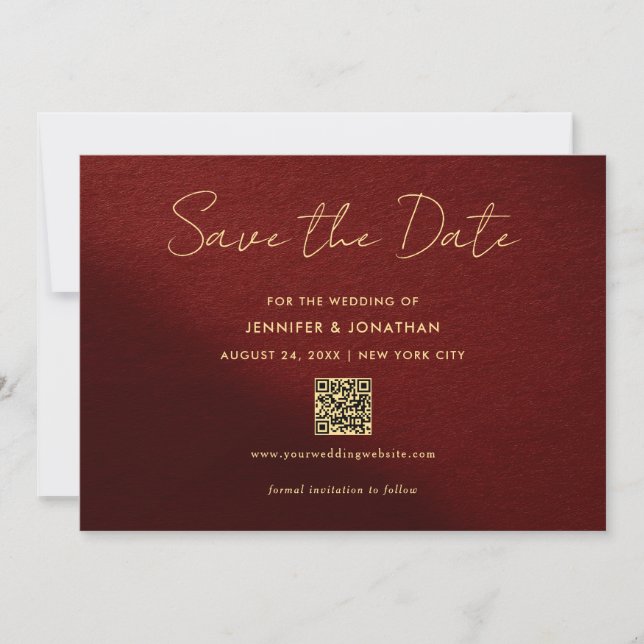 Elegant Gold Typography Script Save The Date (Front)