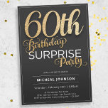 Elegant Gold Typography Surprise 60th Birthday  Invitation<br><div class="desc">Elegant Gold Typography Surprise 60th Birthday Invitation. This invitation features a sleek design with clear, easy-to-read text, ensuring that all the important details are conveyed effortlessly. The addition of faux foil accents in dazzling gold against a backdrop of black creates a striking visual effect, adding a touch of luxury to...</div>