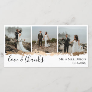 Elegant Gold Vein Wedding Photo Thank You