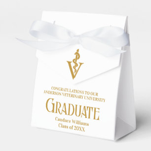 Elegant Gold Veterinary School Graduation Party Favor Box