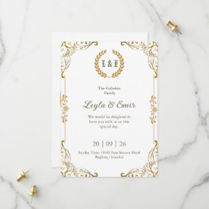 Elegant Gold Vine Monogram Save the Date