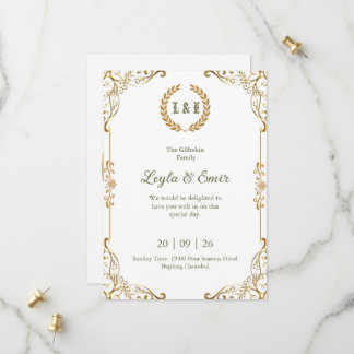 Elegant Gold Vine Monogram Save the Date