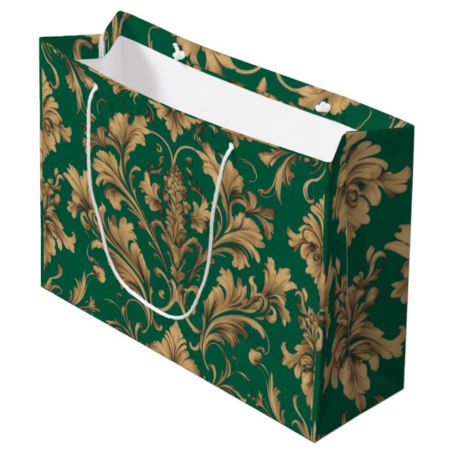 Elegant Gold Vintage Damasks Large Gift Bag (Front Angled)