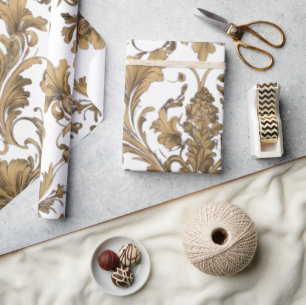 Elegant Gold Vintage Damasks Wrapping Paper