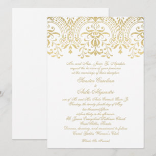 Elegant Gold Vintage Glamour Calligraphy Wedding Invitation